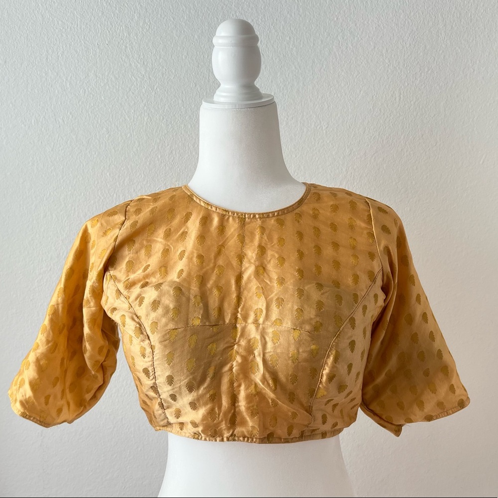 Satin Saree or Lehenga top in gold 36” bust